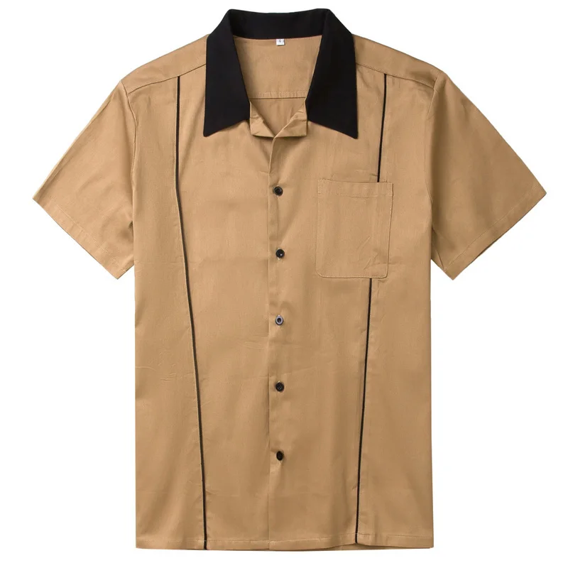 black collar shirt brown