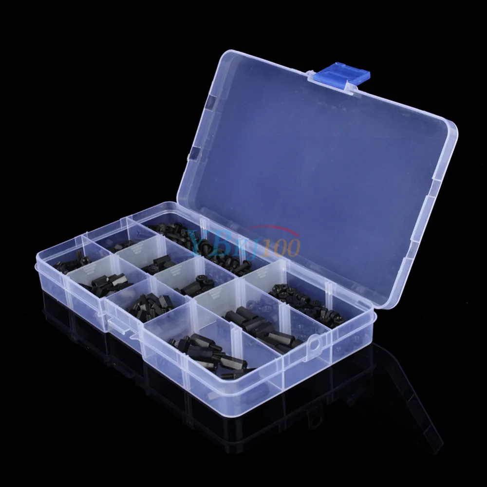 

300pcs Black Nylon M3 Assorted Hex Screw Nut Spacers Stand-off Kit Set F Style Tools Accessories Hot Selling  Wholesale