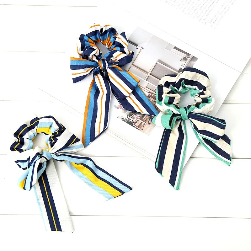 

2019 Striped Scrunchies Elastic Hair Band Multi-function Bow Hair Rope Girls Hair Ties Ponytail Holder Headband Hair Accessories