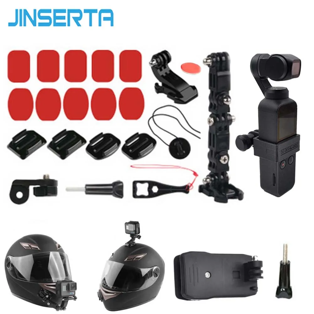 

JINSERTA Camera Helmet Mount Holder Set for OSMO POCKET Adjustment Base Rotable Clip for GOPRO 7 6 5 xiaomi yi SJCAM EKEN Camera