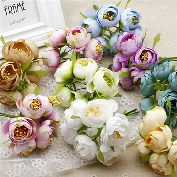 

18pcs 4.5cm Artificial Silk Camelia Tea Rose Bouquet For Diy Wedding Ball Decoration Wreath Artificial Flowers
