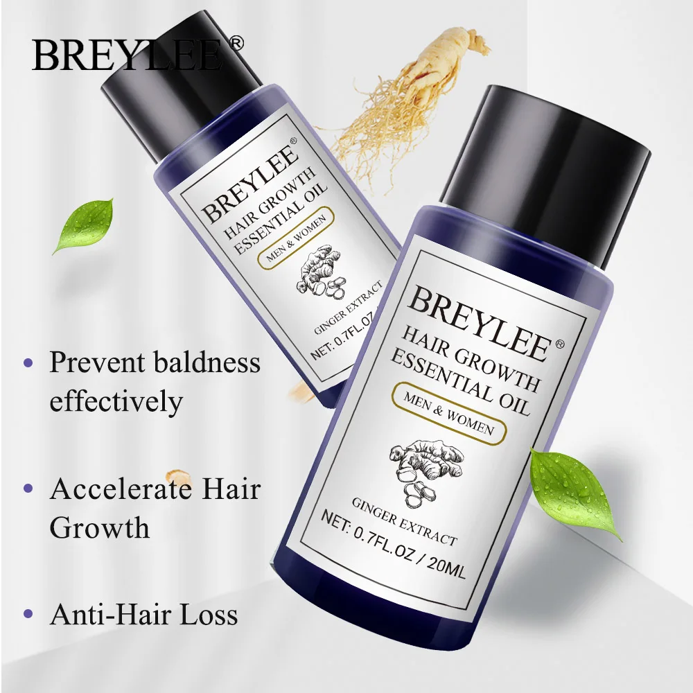 BREYLEE роста волос, эфирные масла 20 мл быстро Мощный домашнего использования продуктов предотвратить облысение против выпадения волос уход