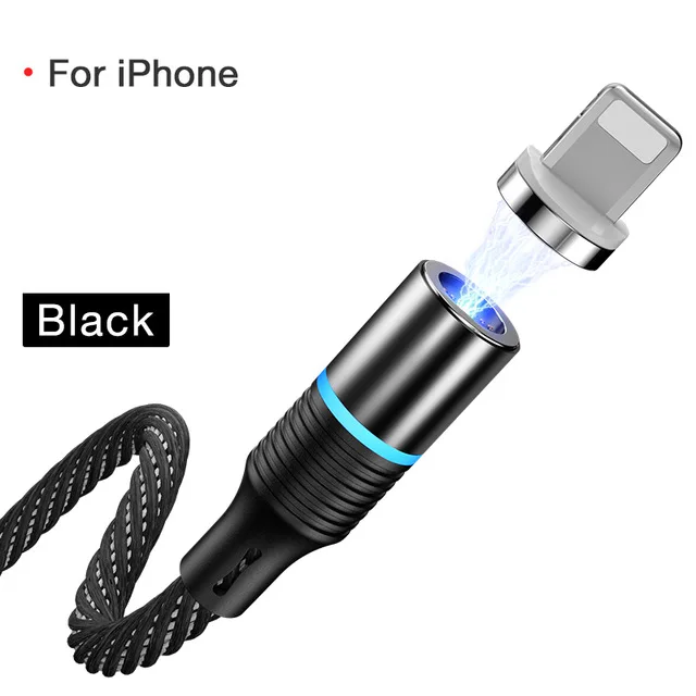 Cafele Магнитный Micro USB кабель для iPhone samsung type-c зарядный Магнитный зарядный адаптер usb type C кабели для мобильных телефонов - Цвет: Black for ios