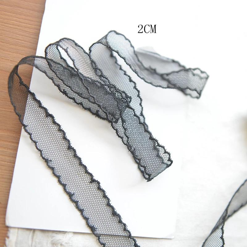 

2018 hot sale Lace Accessories Simple Black Mesh Embroidery Ribbon Wide 2cm G503