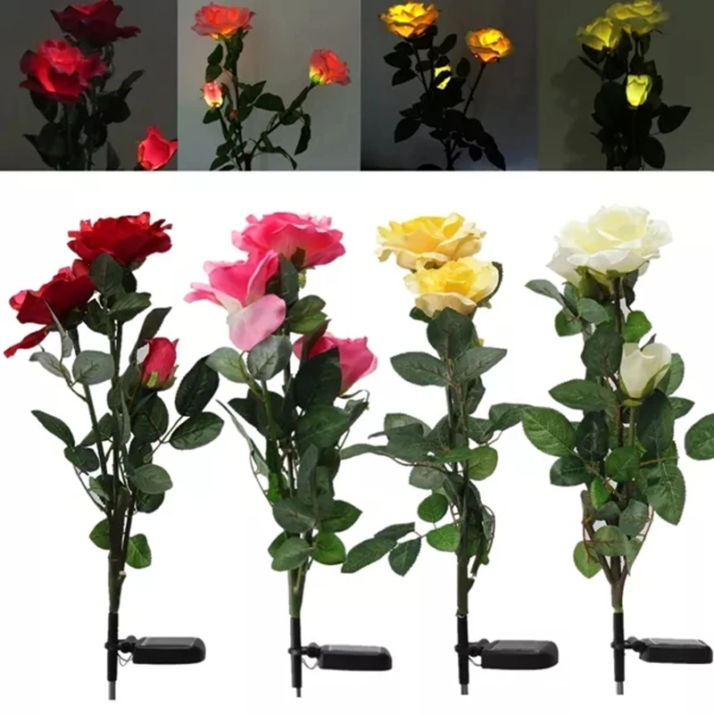 

Solar Power 3 LED Rose Flower Light Waterproof Outdoor Garden Yard Lawn Decor Lights
