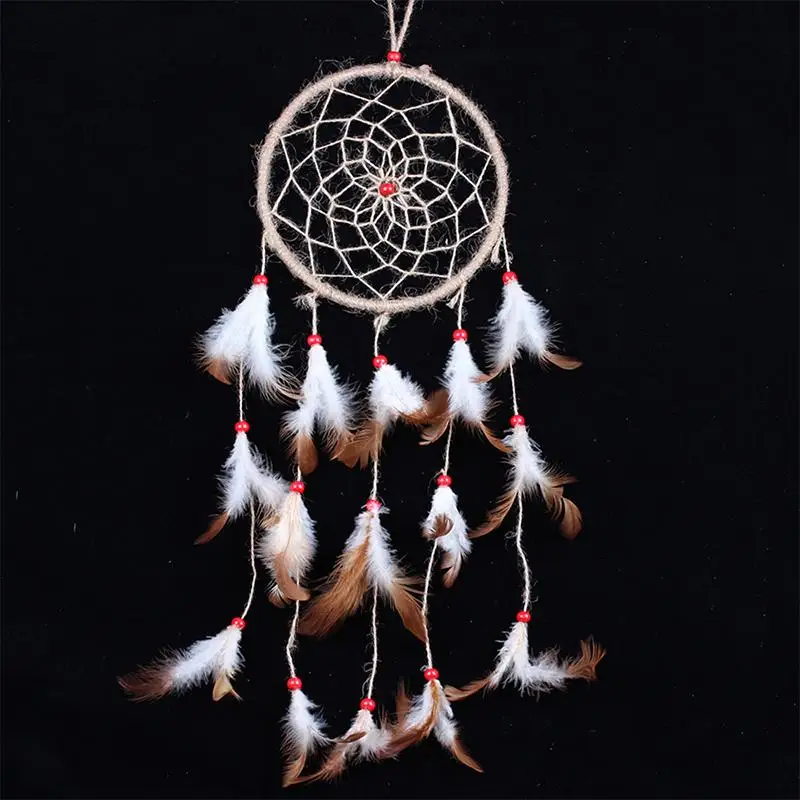 

15cm Dream Catcher Wall Hanging Home Car Decoration Bead Ornament with Feather Hanhmade Craft