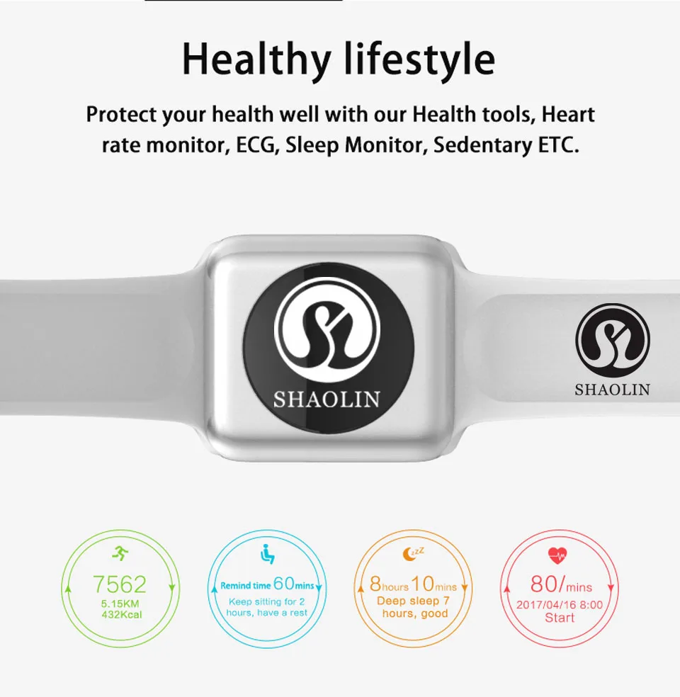 SHAOLIN Bluetooth Smart Watch Heart Rate Monitor Smartwatch Wearable Devices for iPhone IOS and Android Smartphones apple watch-17