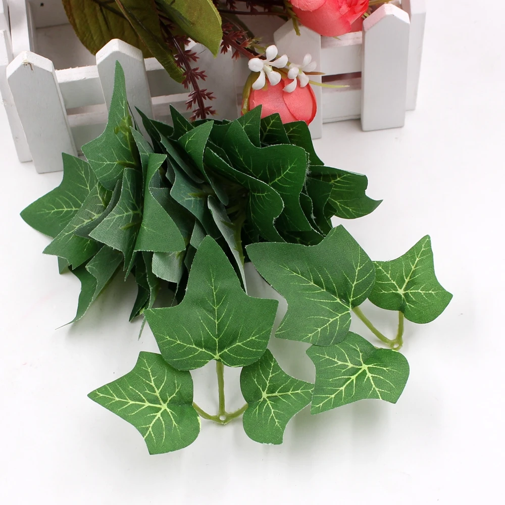5 шт./лот, 3 листа/шт, Зеленые искусственные тканевые листья, цветок, свадебное украшение для дома, листья, сделай сам, скрапбук, ремесленные цветы