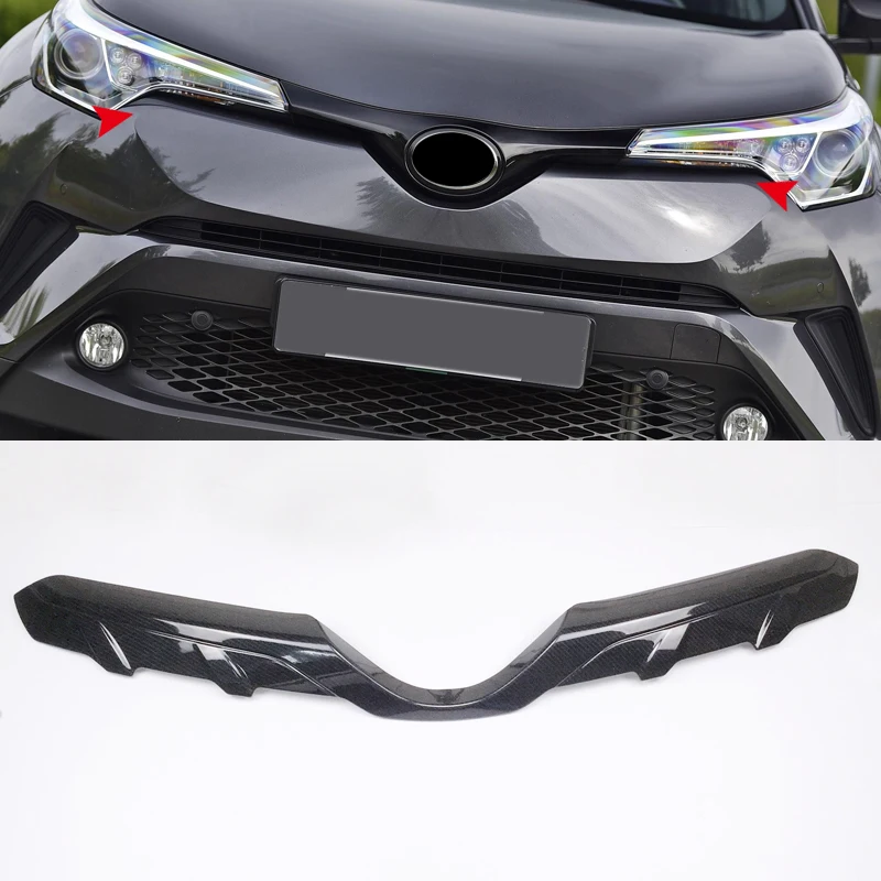 

For Toyota C-HR 2016-2018 Exterior Front Central Grill Grille Molding Trim 1pcs Carbon Fiber Style Car-styling accessories