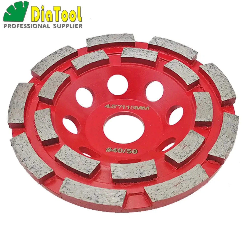 DIATOOL 2шт 4," Алмазное Двухрядное колесо чашки для бетона Абразивный материал, 115 мм шлифовальное колесо, диаметр 22,23 мм