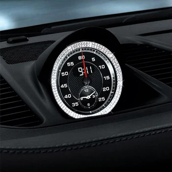 

1PC Rhinestone/Aluminum alloy Car Interior Clock Frame Cover Trim For Porsche Panamera Cayenne Macan Car Styling Accessories