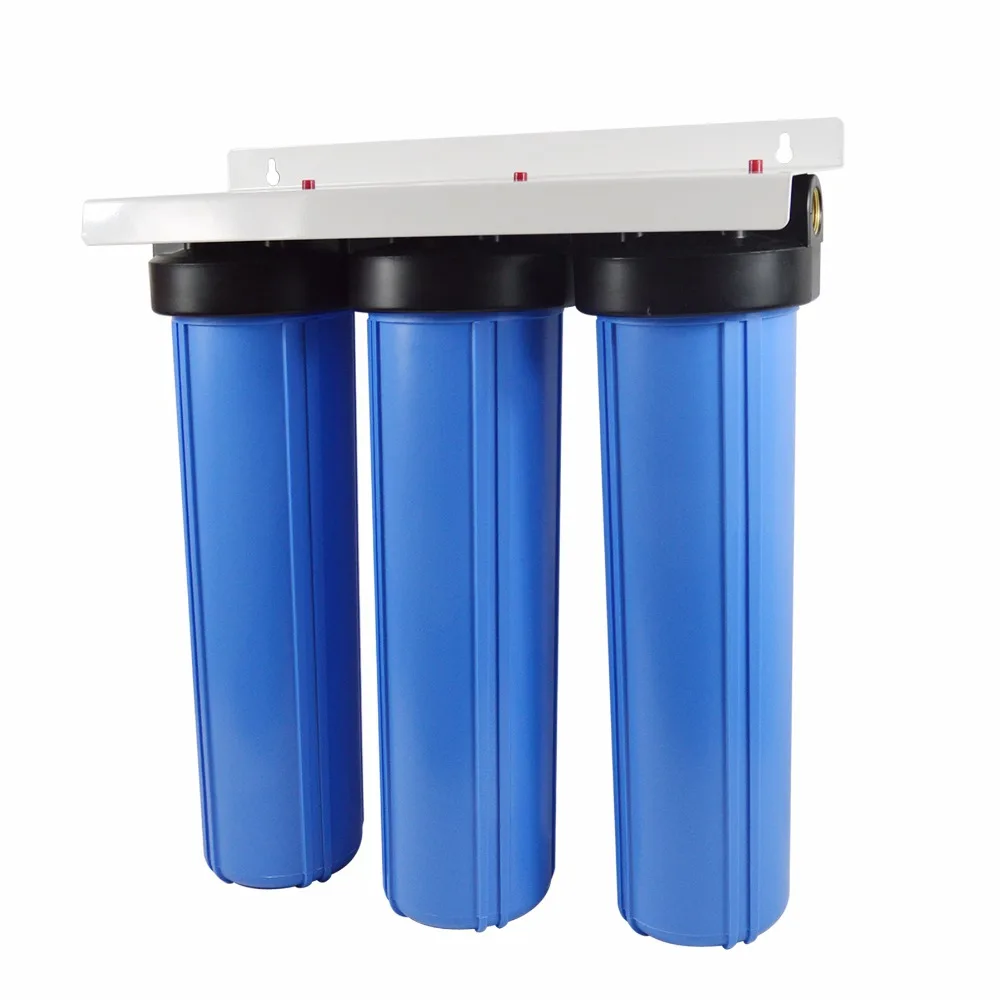 3-Stage Whole House Water Filtration System w/ 20-Inch Big Blue Sediment and Carbon Block Filters,1 INCH inlet&outlet