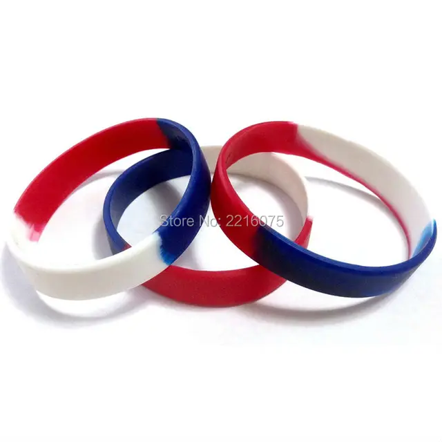 100pcs Red White Blue Segmented Silicone Wristband Rubber 100pcs Red White Blue Segmented Silicone Wristband Rubber Bracelets Free Shipping