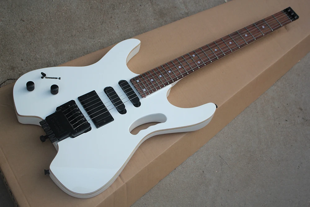 Factory Custom White Electric Guitar Without Headstock,Rosewood