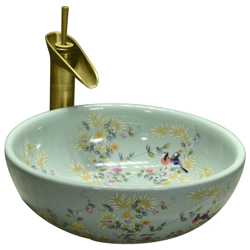 30 см маленький керамический умывальник Цзиндэчжэнь высокая температура керамический стол таз чаша Туалет трещина Керамический Умывальник Ванная раковина