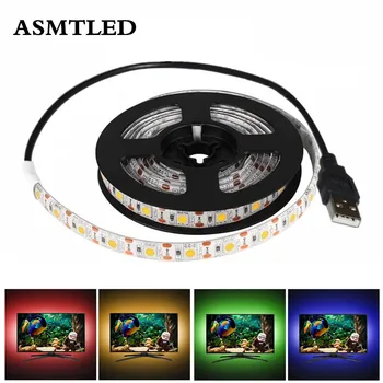 

DC5V 0.5M/1M/2M/3M No waterproof USB 5050 SMD Led Strip Light TV Background Lighting Flexible Diode Tape With 0.5m USB Wire