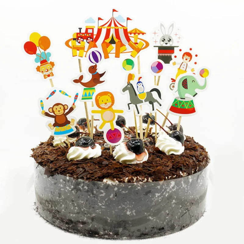 

1 set Kawaii Happy Circus Collection Cake Topper with Toothpick for Birthday Party Decoration Dessert lovely Gifts