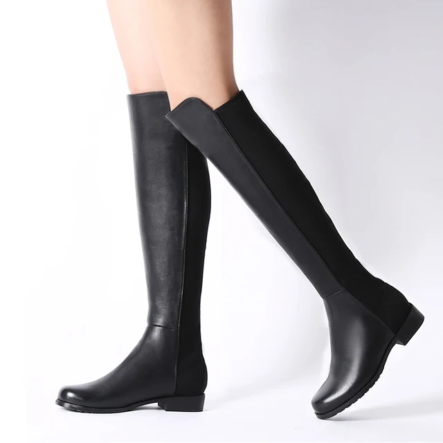 Suede Il Coscia Piatta Sopra Stretch Donne Ginocchio Stivali fwI5WqF