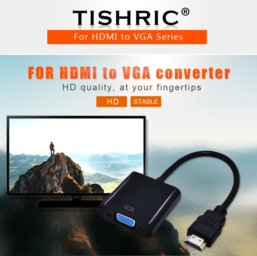 TISHRIC HDMI в VGA аудио кабель адаптер 1080P мужчин и женщин цифро-аналоговый видео конвертер HDMI2VGA для ПК ноутбук проектор