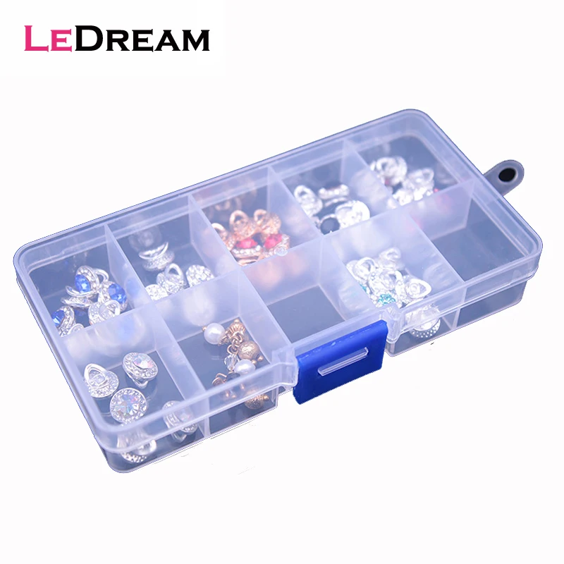 

10 Grid Plastic Transparent Jewelry Medicine Pills Nail Art Tips Storage Showing Organizer Container Display Box Case Holder