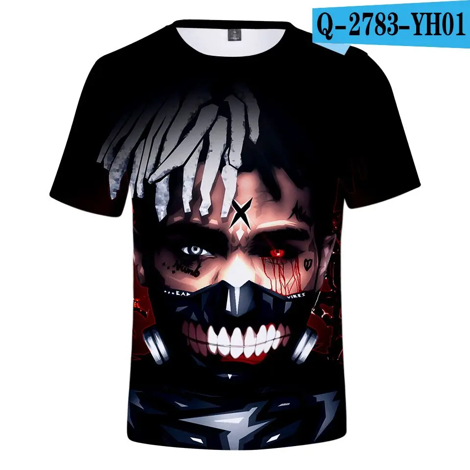 color at picture Новинка года, лидер продаж, футболка с 3D принтом Xxxtentacion модная футболка для мальчиков и девочек в стиле хип-хоп с 3D принтом, уличный с короткими рукавами, Детская футболка - Цвет: color at picture
