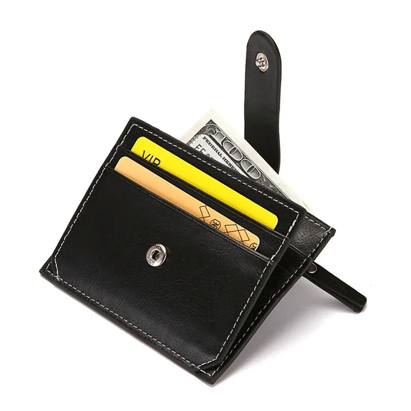 

Soft Wallet PU Leather Mini Credit Cards Wallet Buckle Purses Clutch Card Holder Bag Unisex Simple ID Case Pouch Card Bag