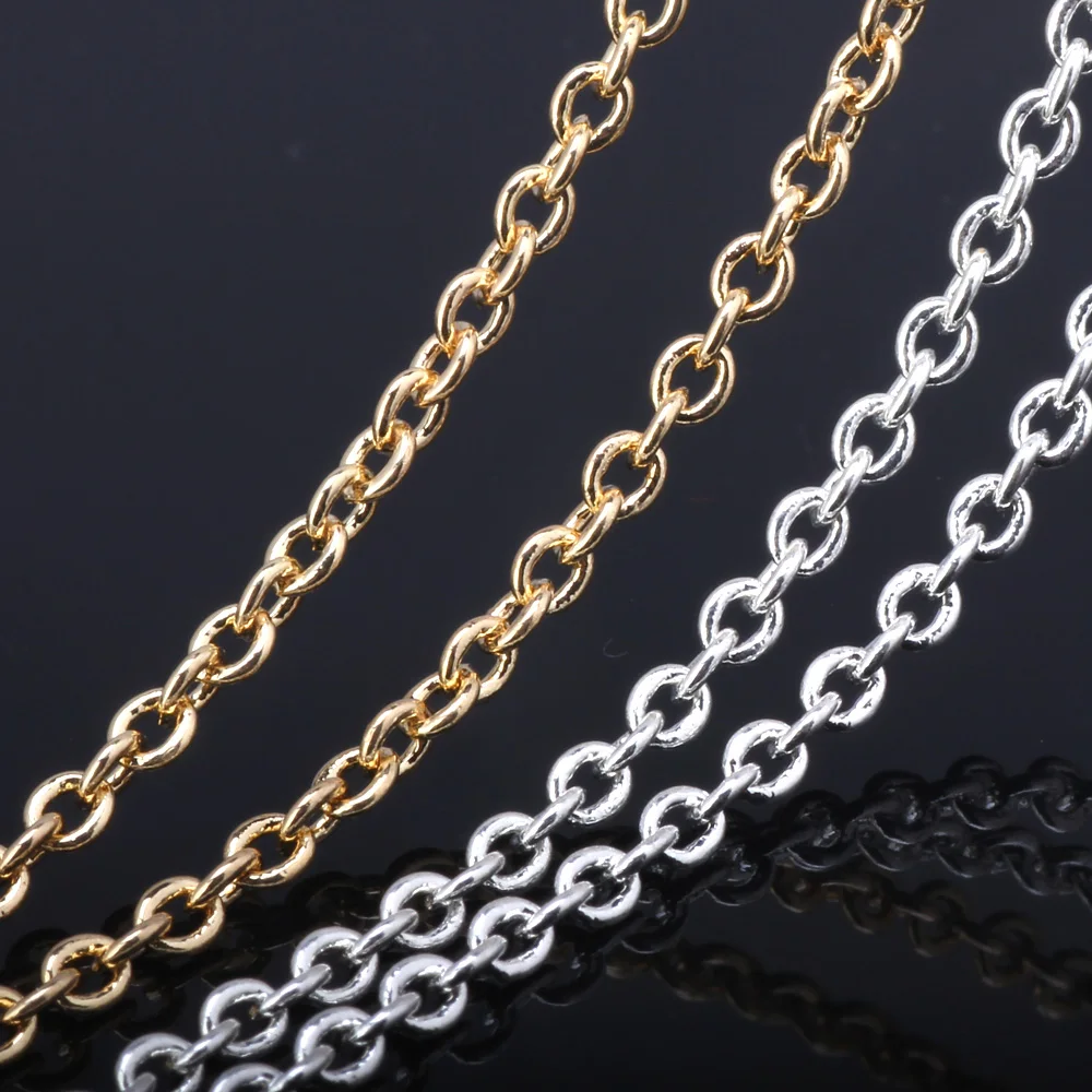 

OlingArt Copper Materials 4M/lot 2.2*2.7MM Silver/Gold Plated Oval shape Link Chains For bracelet necklace DIY Jewelry making