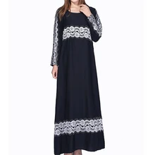 Вышивка длинный рукав, мусульманский исламское платье женские повседневные свободные удобные макси платья ОАЭ женские платья Новые