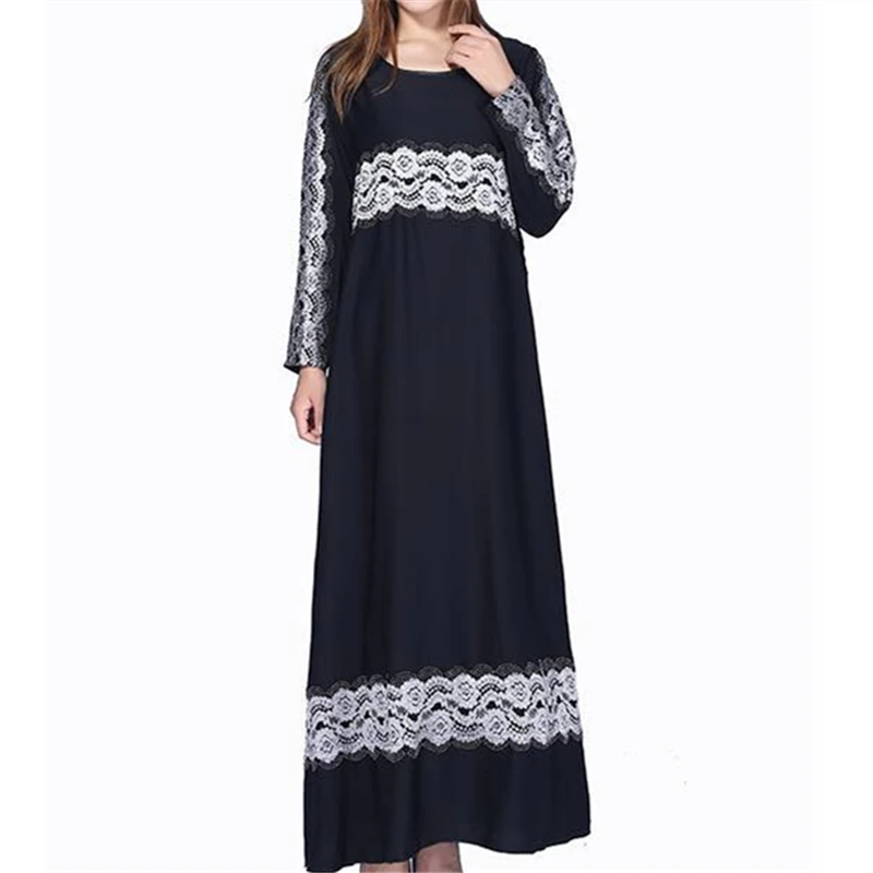 Embroidery Long Sleeve Muslim Islamic Dress Eid Women Casual Loose