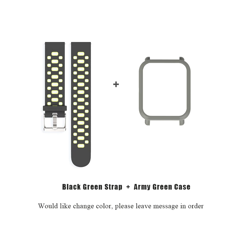 Mijobs Amazfit ремешок Bip силиконовый браслет чехол PC оболочка бампер для Xiaomi Huami Amazfit GTS Bip BIT PACE Lite Smartwatch - Цвет: blackgreen armygreen