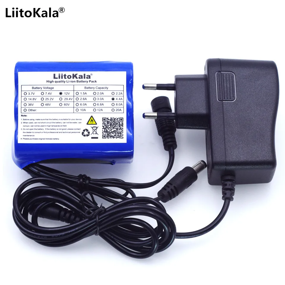 Liitokala 12V 4.4Ah 4400mah 18650 12V аккумуляторная батарея+ PCB литиевая батарея Защитная Прокладка+ 12,6 V 1A зарядное устройство