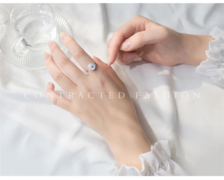Кольца с кубическим цирконием для женщин, креативное вращающееся кольцо на палец, ювелирные изделия из серебра 925 пробы для женщин, подарок TOYOOSKY