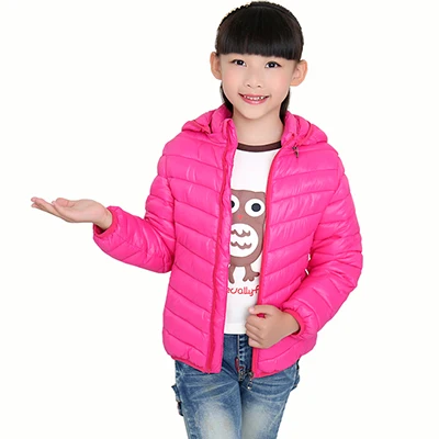 Детская зимняя куртка новинка года, Детская осенняя верхняя одежда с капюшоном, теплое пальто на молнии детская одежда, куртка-парка для девочек и мальчиков - Цвет: Rose red