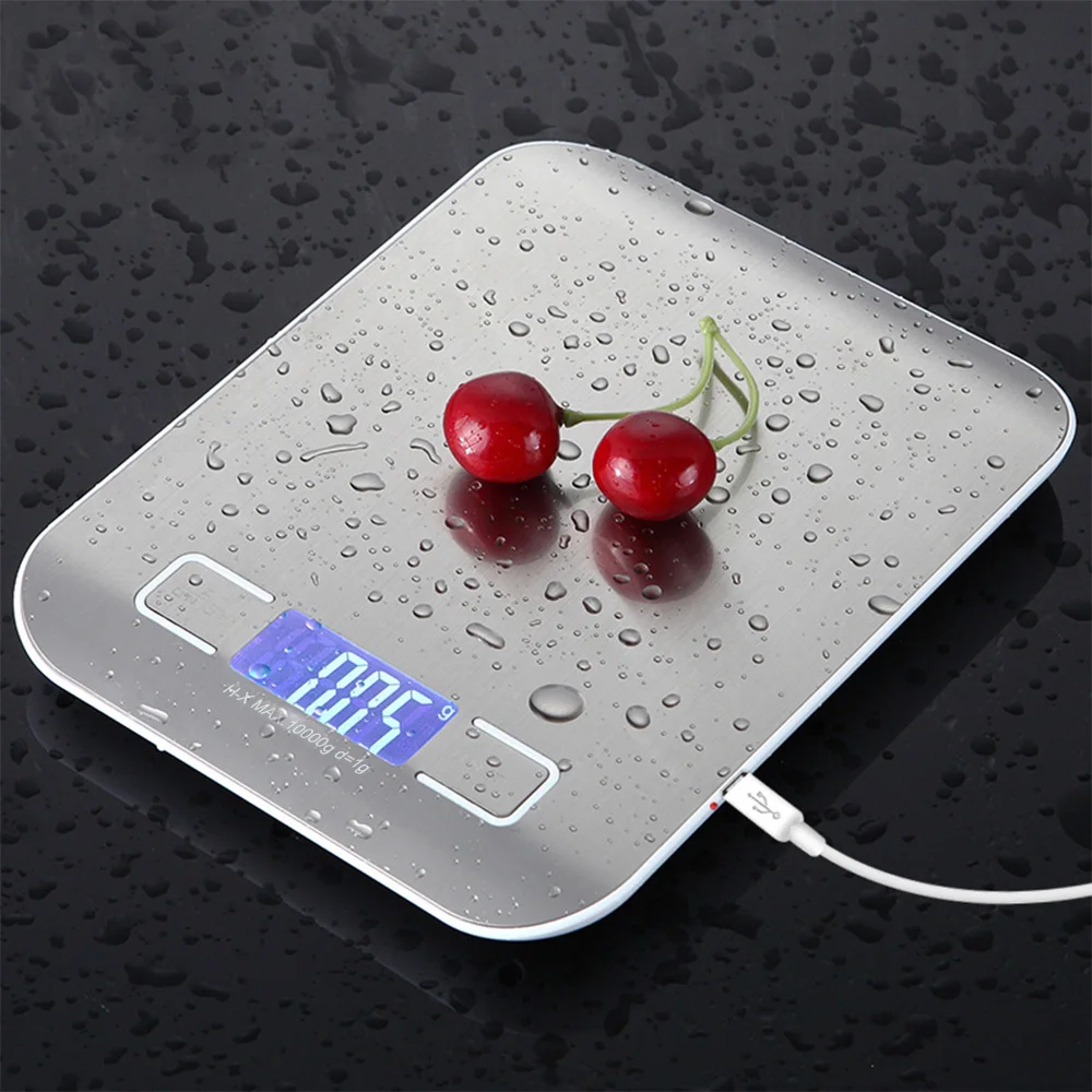 Stainless Steel Digital USB Kitchen Scales 10kg 5kg font b Electronic b font Precision postal Food
