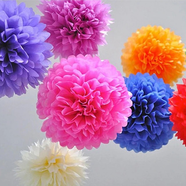 16 Purple Tissue Pom Poms