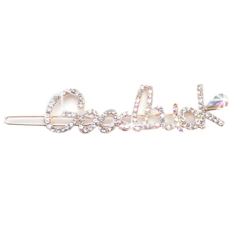 

Korean Women Girl Creative Handwriting Good Luck Letters Frog Bobby Pins Shimmer Rhinestone Imitation Crystal Hair Clip Barrette