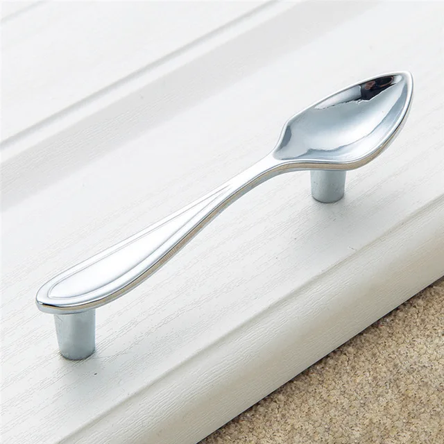 Spoon chrome Креативные ручки для кухонного шкафа, ложки, вилки, уникальные ручки для шкафа, модные ручки для кухонных ящиков - Цвет: Spoon chrome