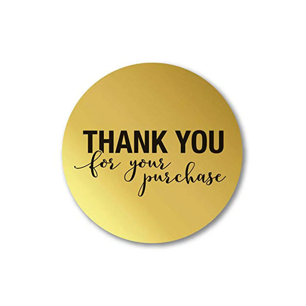 

1 Roll Thank You Decor Labels Stickers Adhesive Gold Shops Seal Stationery Multiple Use Scrapbooking Round Cards Paper Package