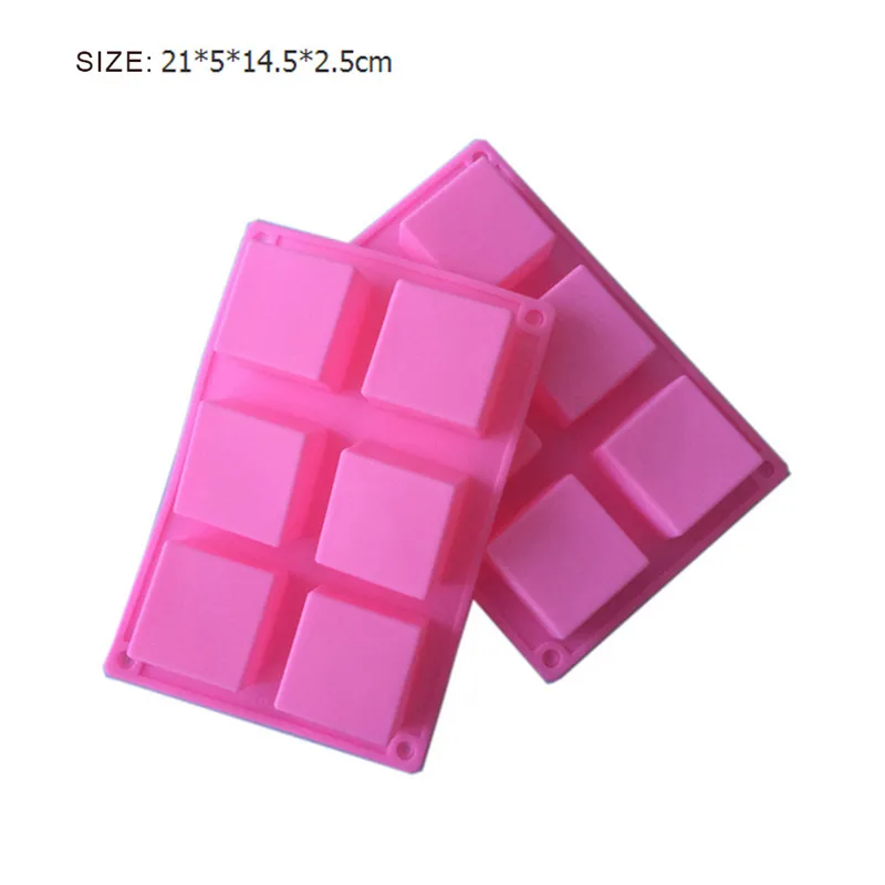 6 полостей ручной работы прямоугольные квадратные силиконовые формы для мыла шоколадные формы для печенья украшения торта помадные формы 1 шт