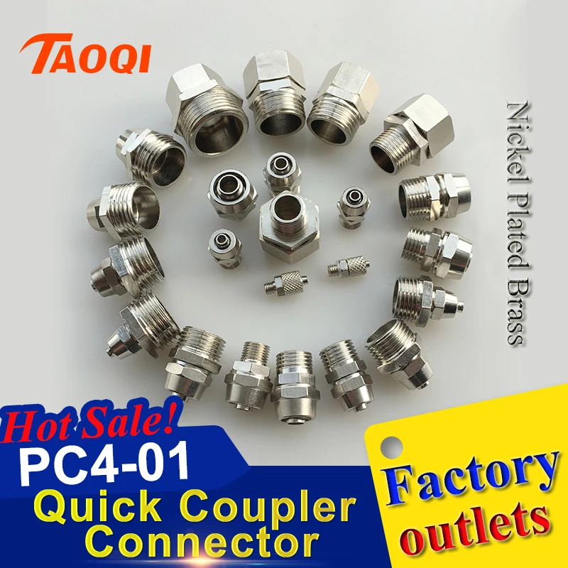 

1piece/lot PC4-01 Hose Pipe Quick Joint Coupling Connectors Nickel Plated Brass PT Thread Pneumatic Fittings for Tube