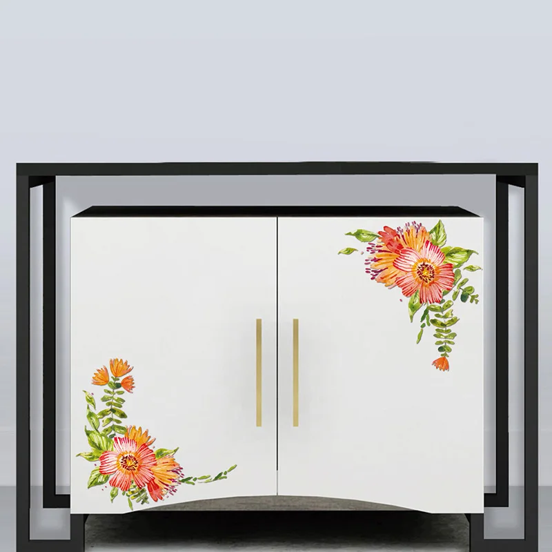 

Flower Rattan Toilet Refrigerator Cabinet Home Decoration Wall Glass Sticker