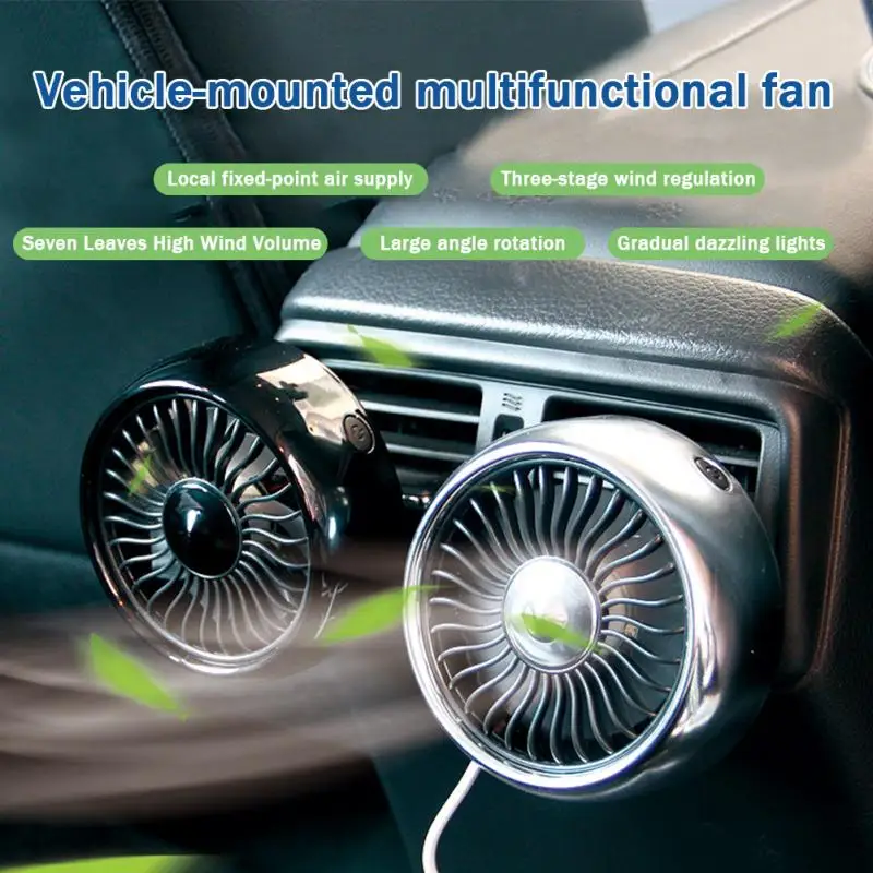 5V 360 градусов вращающийся градиент авто воздушное охлаждение 3 Скорость вентилятор с низким Шум Авто охладитель воздуха вентилятор зарядных порта USB для автомобиля комплектующие для потолочного вентилятора