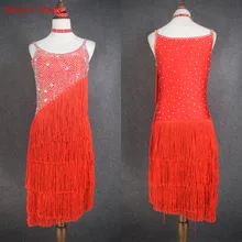 Стиль латинский Танцевальный костюм сексуальная алмаз кисточкой рукава латинские танцы платье для женщин конкурс латиноамериканских танцев платья S-4XL F87