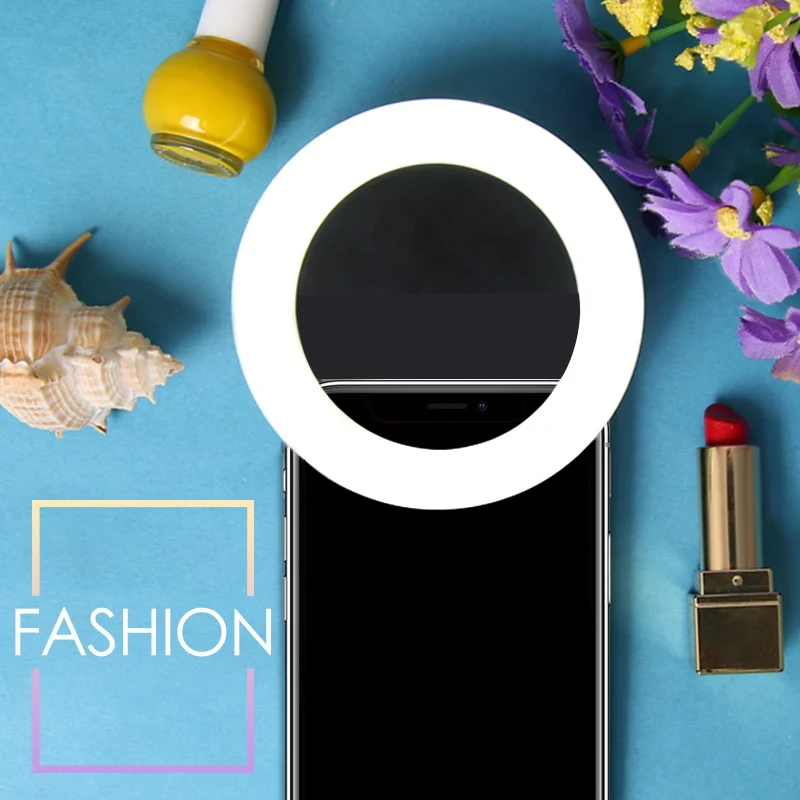 

Mini Selfie Ring Flash Lens beauty Fill Lamp Fill LED Self-timer Artifact USB Charging Flash Cell Phone Smartphone