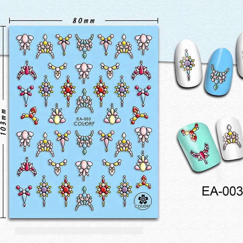 WAKEFULNESS 1 шт. 3D наклейки для ногтей Holo цветы клей переводные наклейки на ногти наклейки для маникюра Дизайн ногтей украшения - Цвет: 003