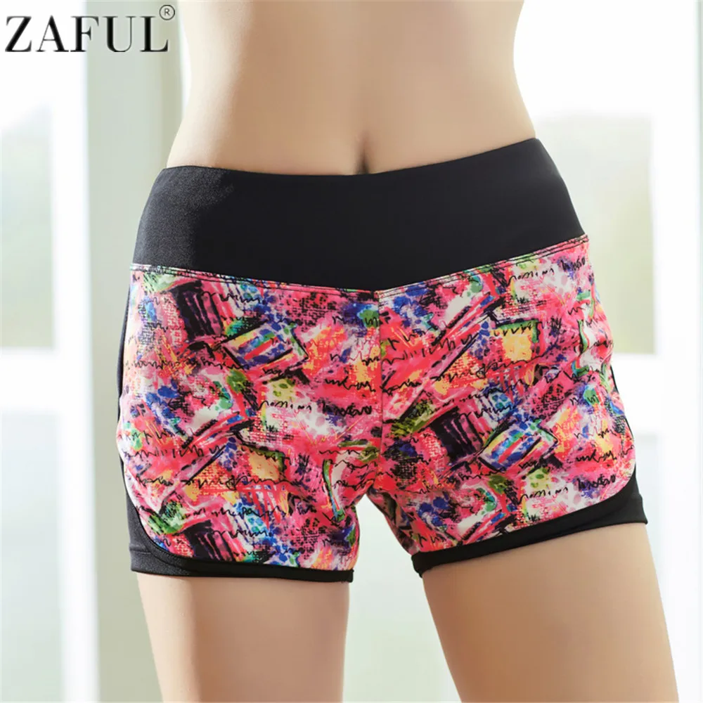 ZAFUL 2017 Women Unique Print Sport Yoga Shorts Fitness Elastic Wicking