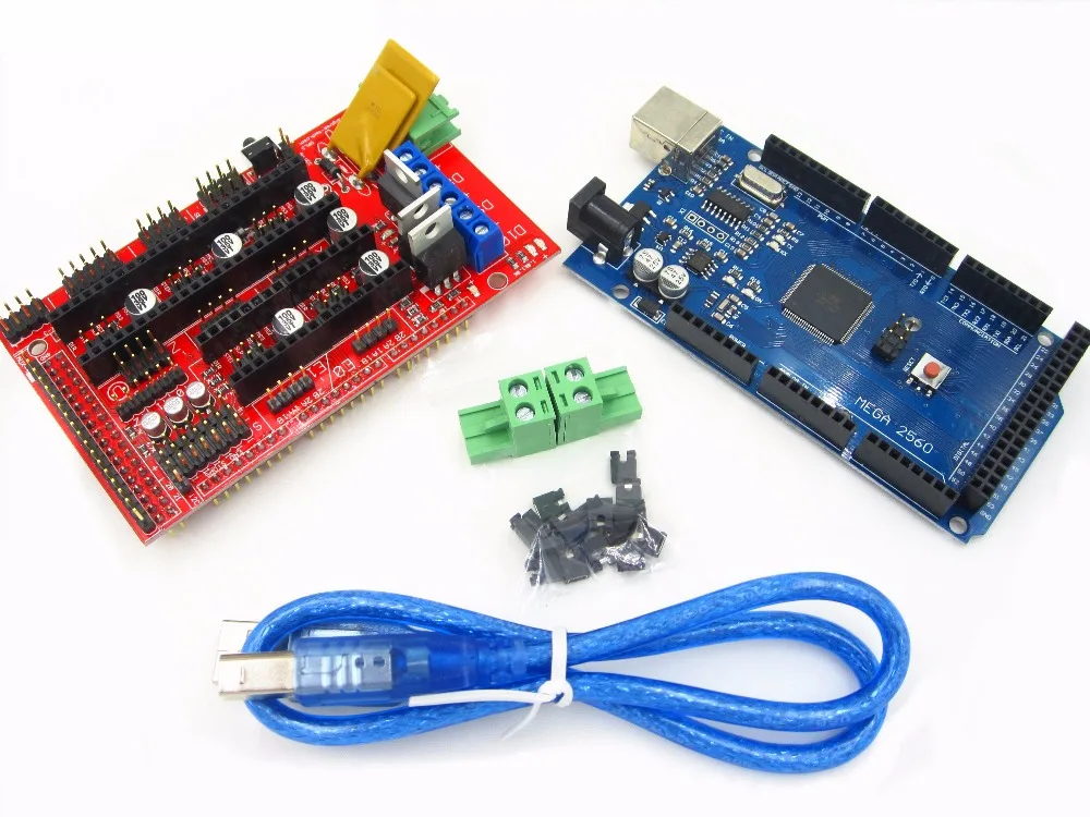Контроллер Mega 2560 R3 Mega2560 REV3 + 1 шт. RAMPS 4 для комплекта 3D-принтера Reprap MendelPrusa |