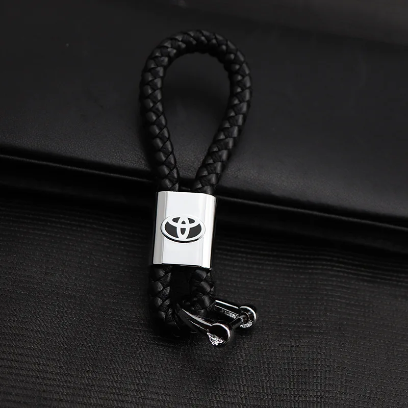 

For Toyota Ford Audi car with manual pu lanyard horseshoe buckle D word buckle key ring pendant car logo W-016