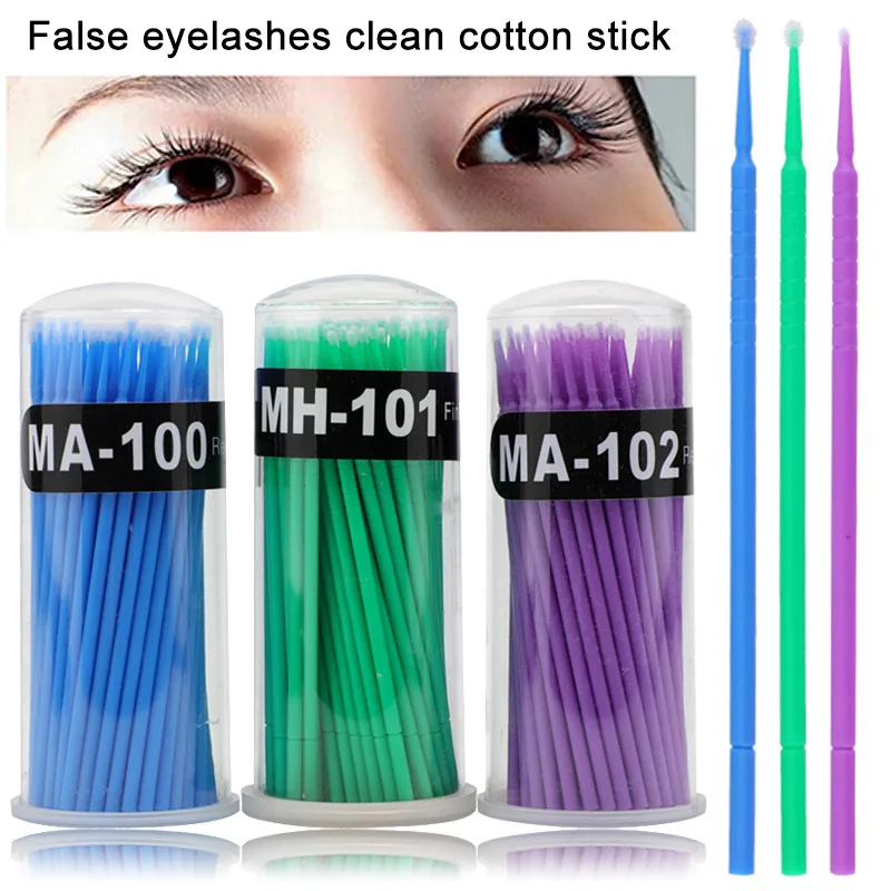 Micro Brush Disposable Microbrush Applicators Eyelash Extensions Remove False Eyelashes Cotton