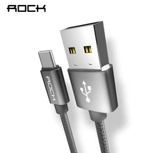 ROCK USB Type C Cable 2A For Xiaomi Samsung S8 Note 8 2A Fast Charging Type-C Metal Nylon Braid Charger
